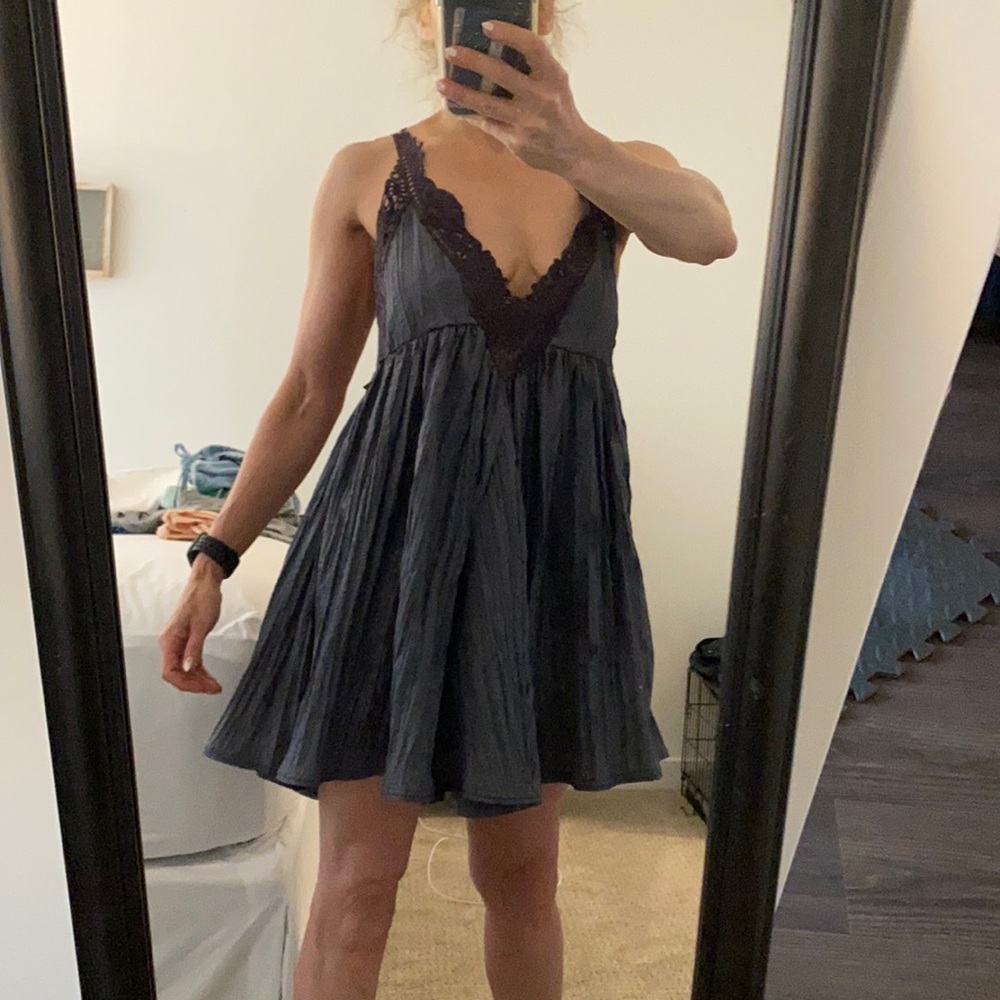 Free people summer lace detail dark gray small